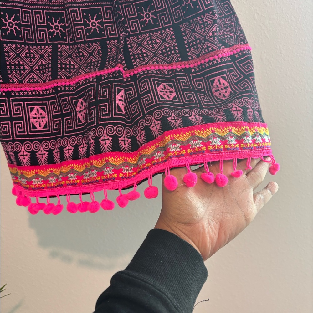 Blue and Pink Casual Sundress with Flutter Cap Sleeves - Picture 4 of 4